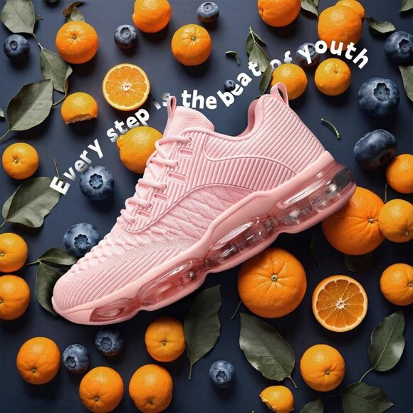 Women's Pink Running Shoes Air Cushion Basketball Sneakers Tennis Breathable - Picture 2 of 7